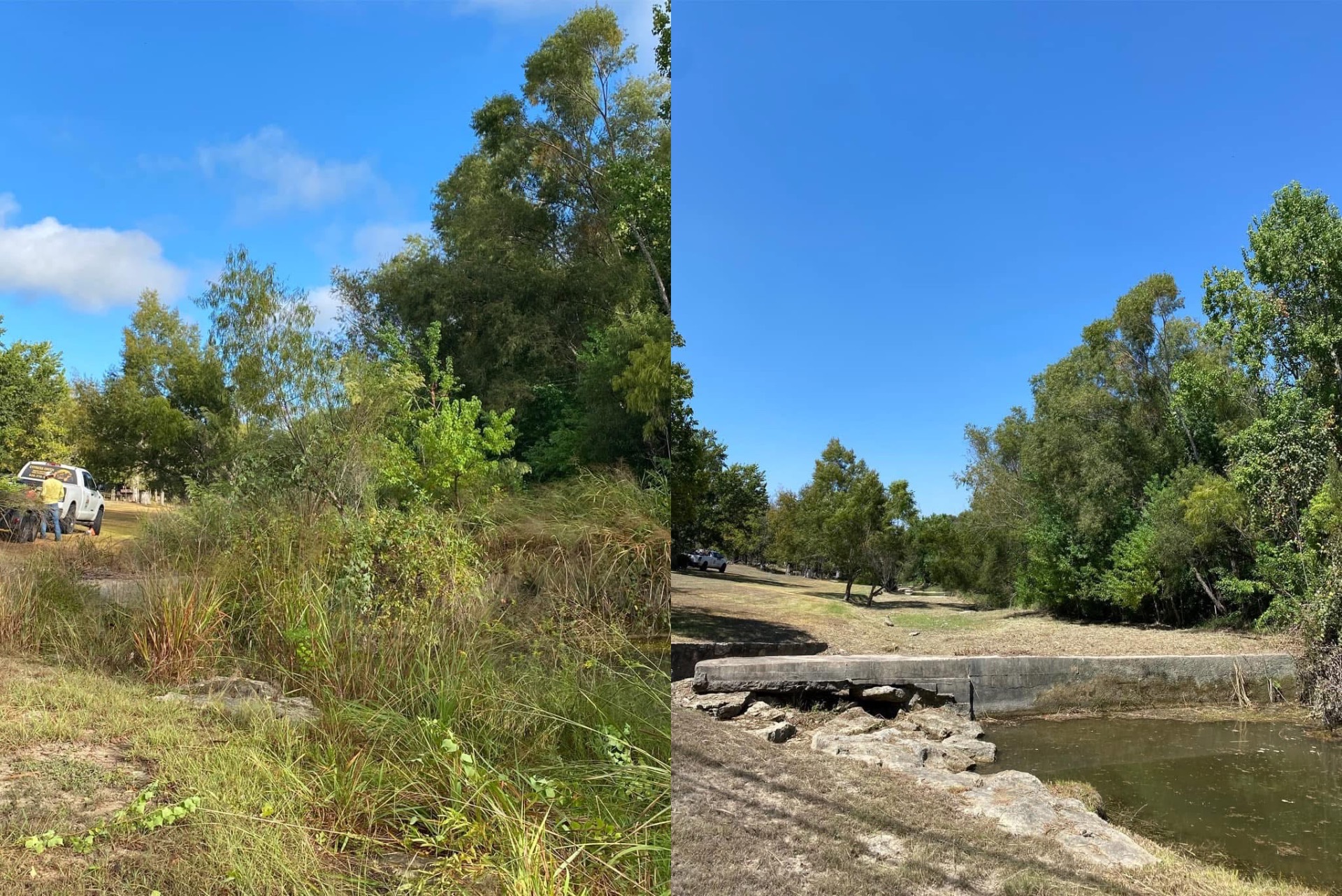Creek cleanup and brush clearing in progress in Boerne TX