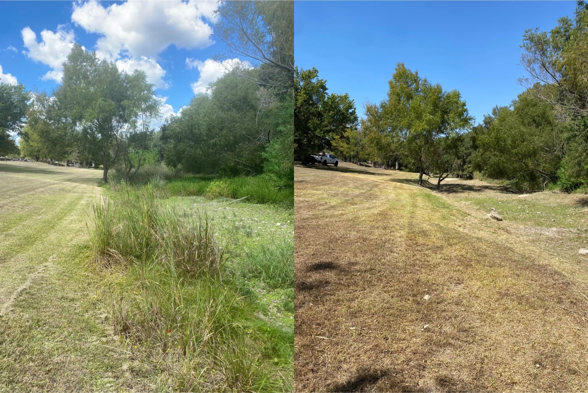 Creek with restored visibility and access after cleanup in Boerne Texas