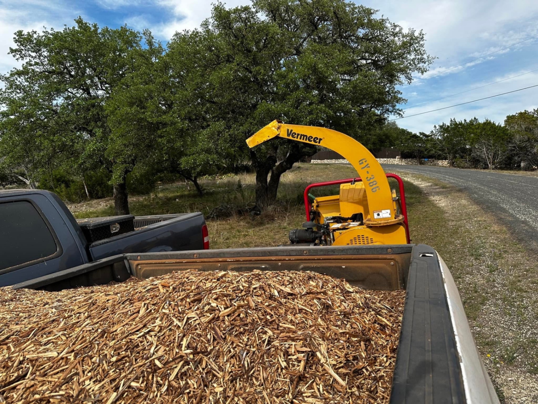 Opened-up land after brush cleanup and mulching in Hunt Texas